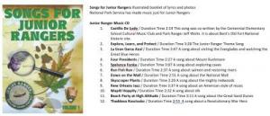 Songs for Junior Rangers Music CD